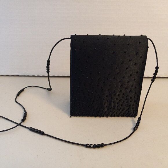 Vintage Jessica McClintock Black Beaded bag Cottagecore Granny Chic Spec Event - Picture 1 of 6
